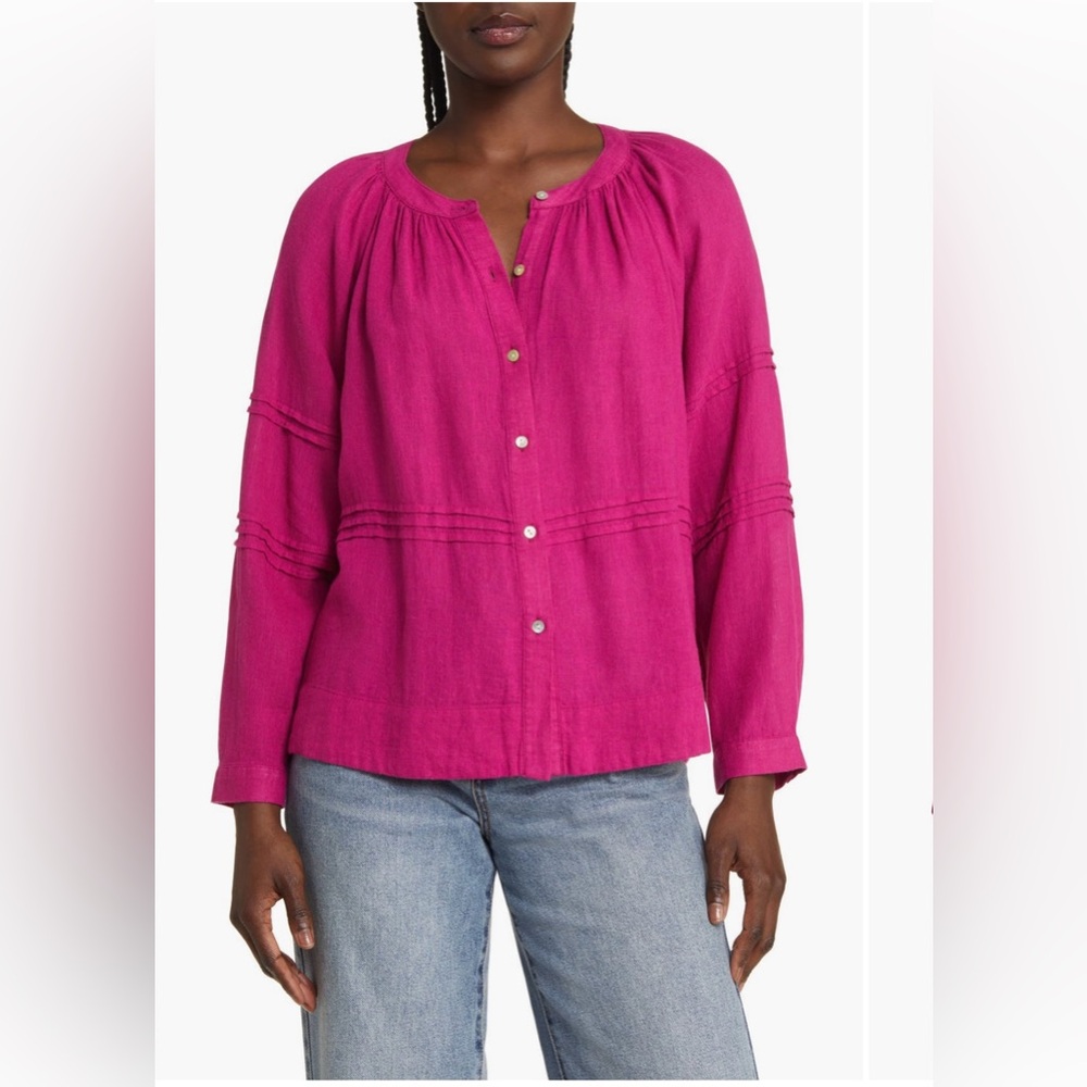 Rails fucsia linen blouse size L. EUC